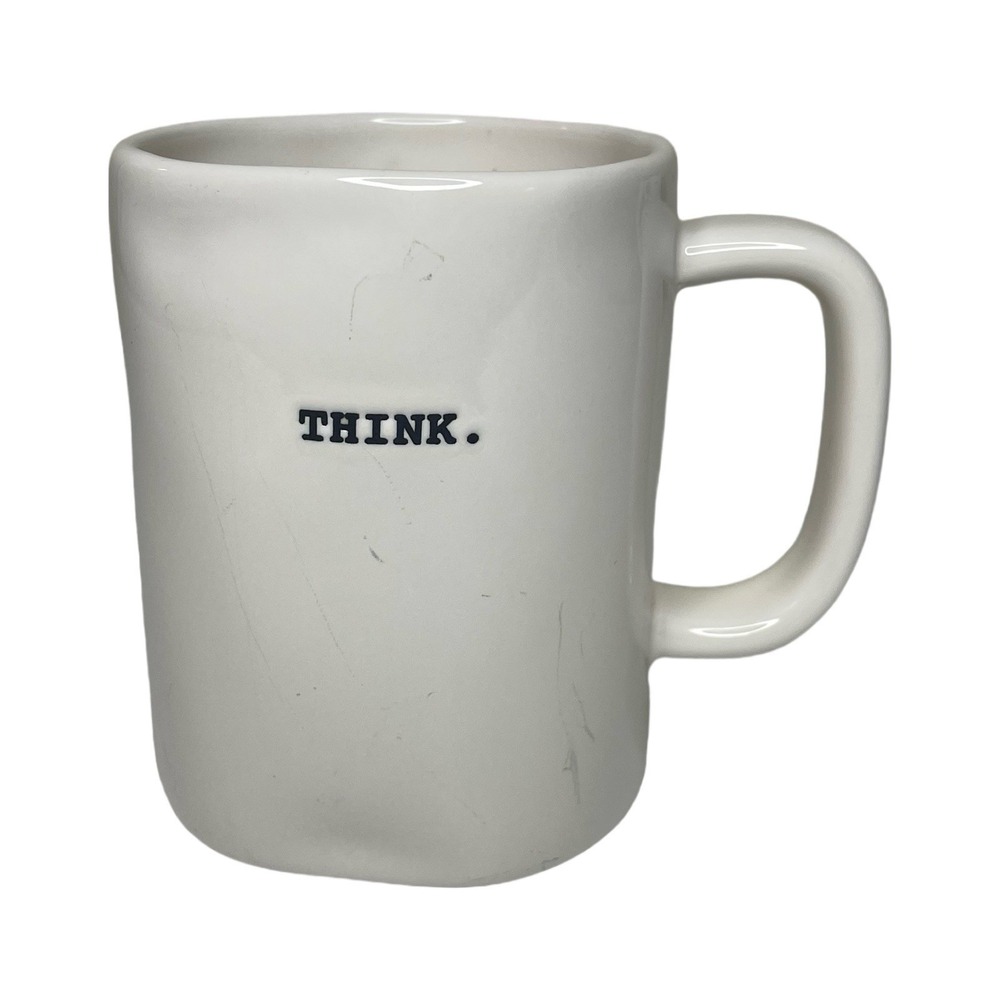 RAE DUNN Magenta Mug THINK Typewriter Font‎ Stamped Ceramic Artisan Collection
